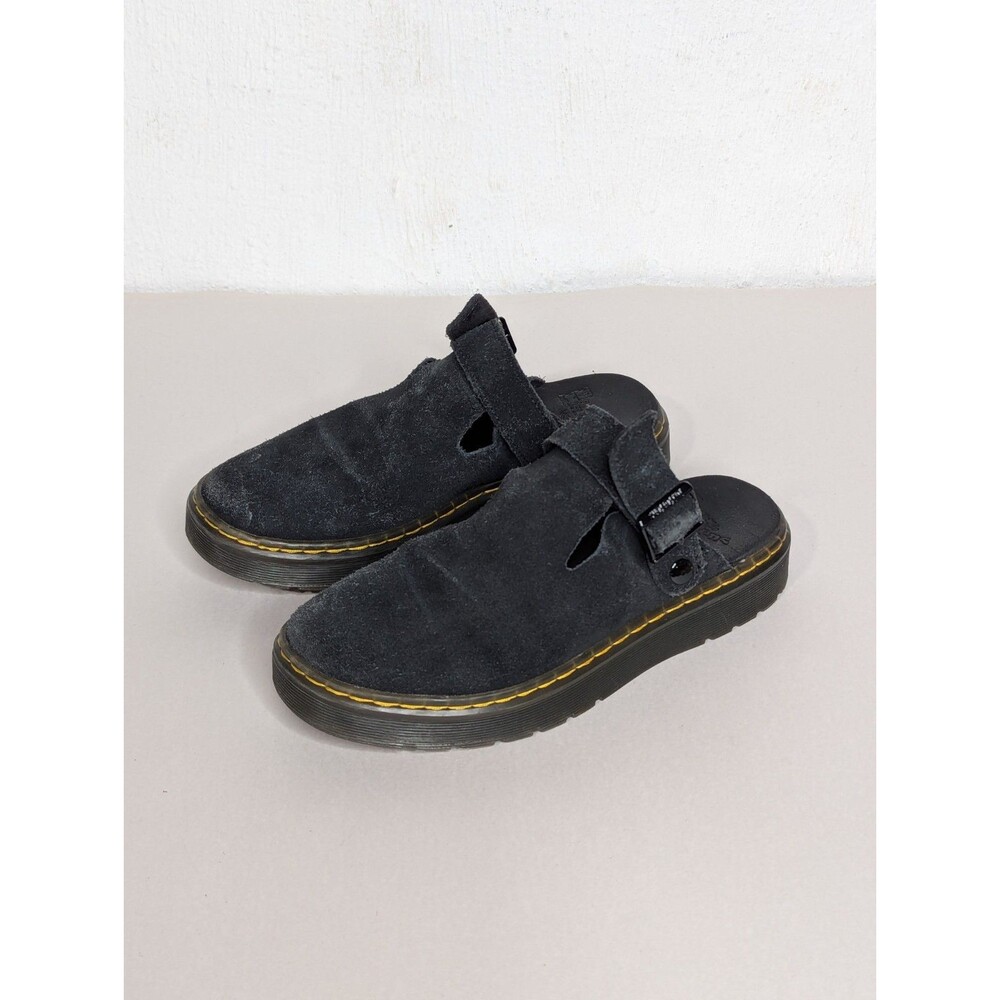 Doc Martens Sz 8W Women Carlson Black Suede Buckle Sandals Grunge Boho Lagenlook